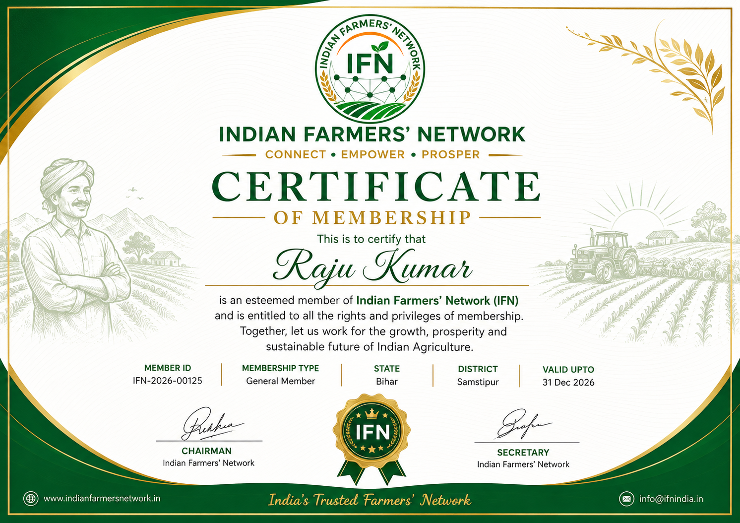 Sample Membership Certificate